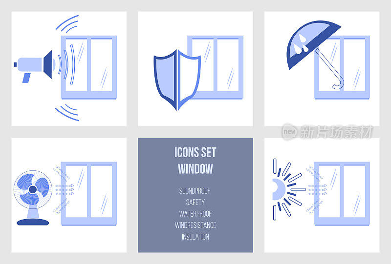 集安全、防水、隔音、抗风、保温等特点于一体的视窗图标。windows生产过程的图标组