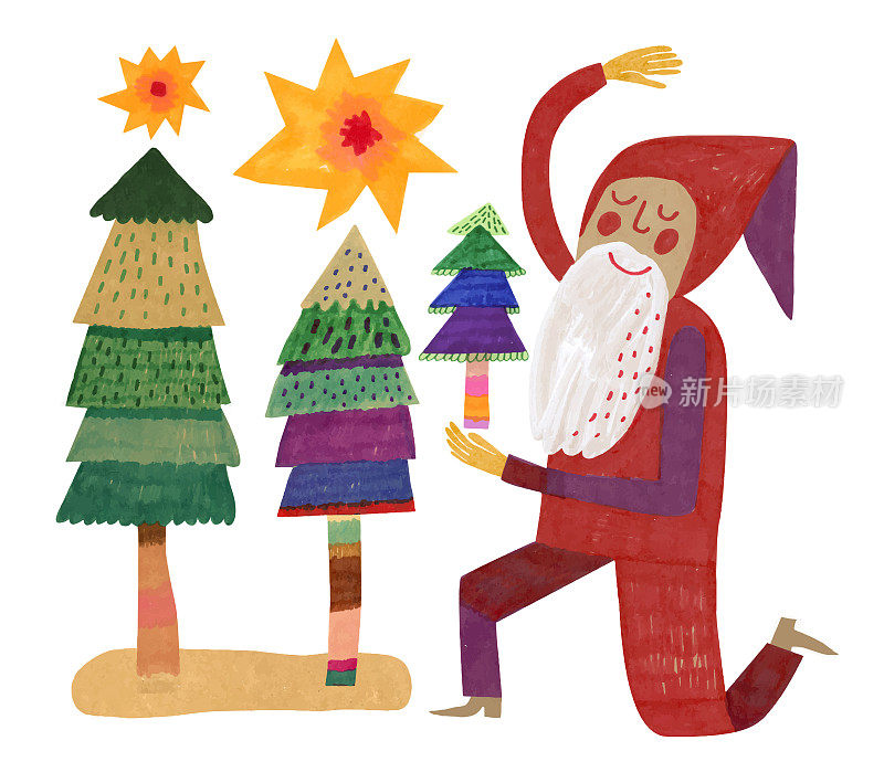 圣诞老人和圣诞树