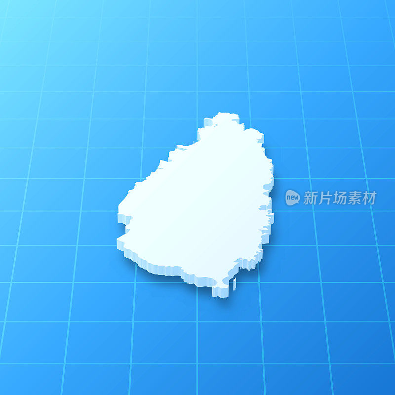 蓝色背景的圣卢西亚3D地图