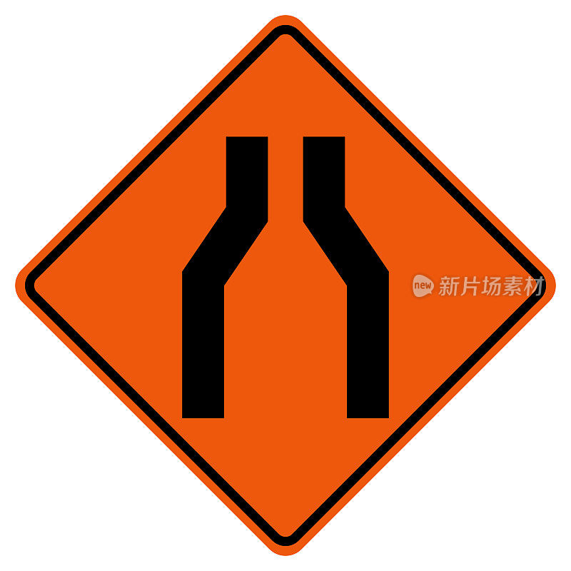 缩小道路交通标志标志孤立在白色背景，矢量插图