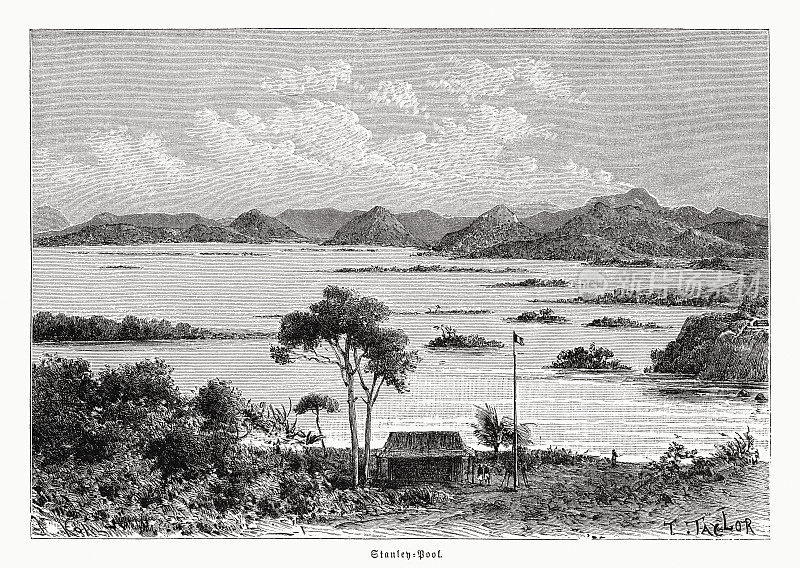 下刚果河的马莱博，木刻，1891年出版