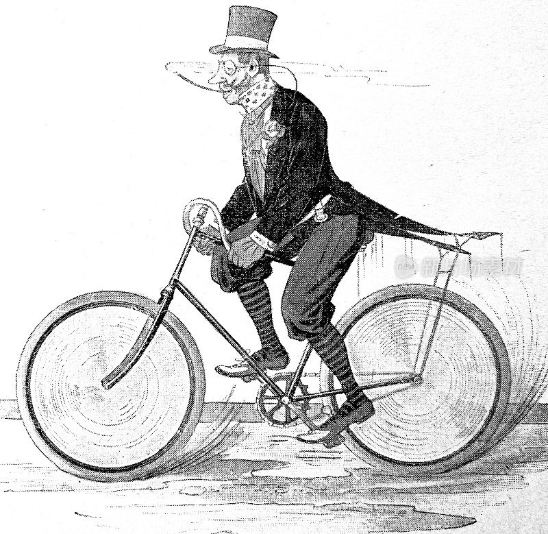 绅士的发明:穿着燕尾服优雅地骑自行车