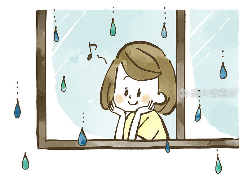 一个下雨天望着窗外的女人