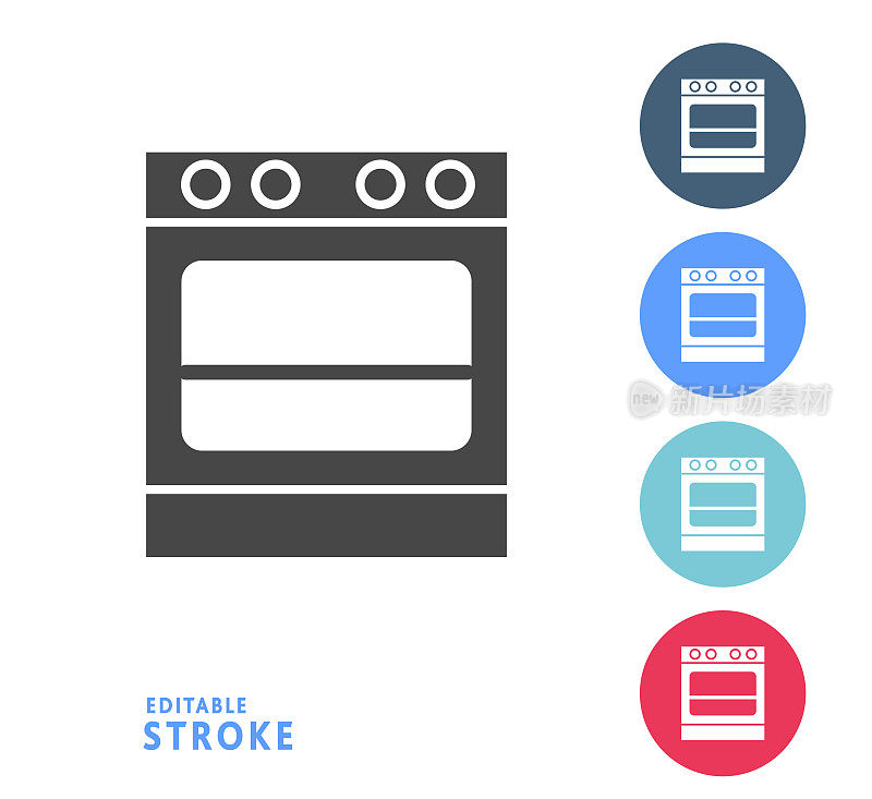 家庭效率炉烤箱图标设置与多色圈
