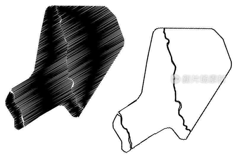 冈达尔城(埃塞俄比亚联邦民主共和国阿姆哈拉地区)地图矢量图，草稿冈达尔城地图