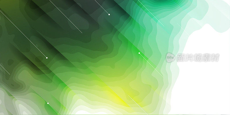 3D抽象绿色波浪背景与剪纸形状。矢量设计布局的业务演示