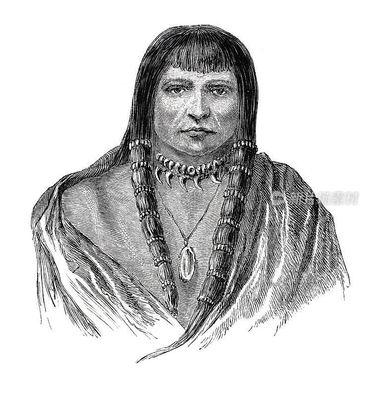 1864年的印第安苏族战士肖像