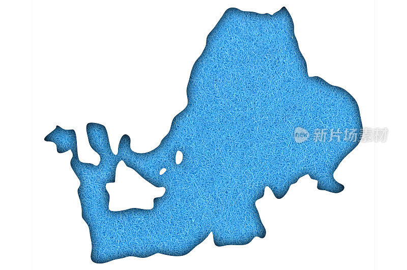 蓝色毛毯上的Chiemsee地图