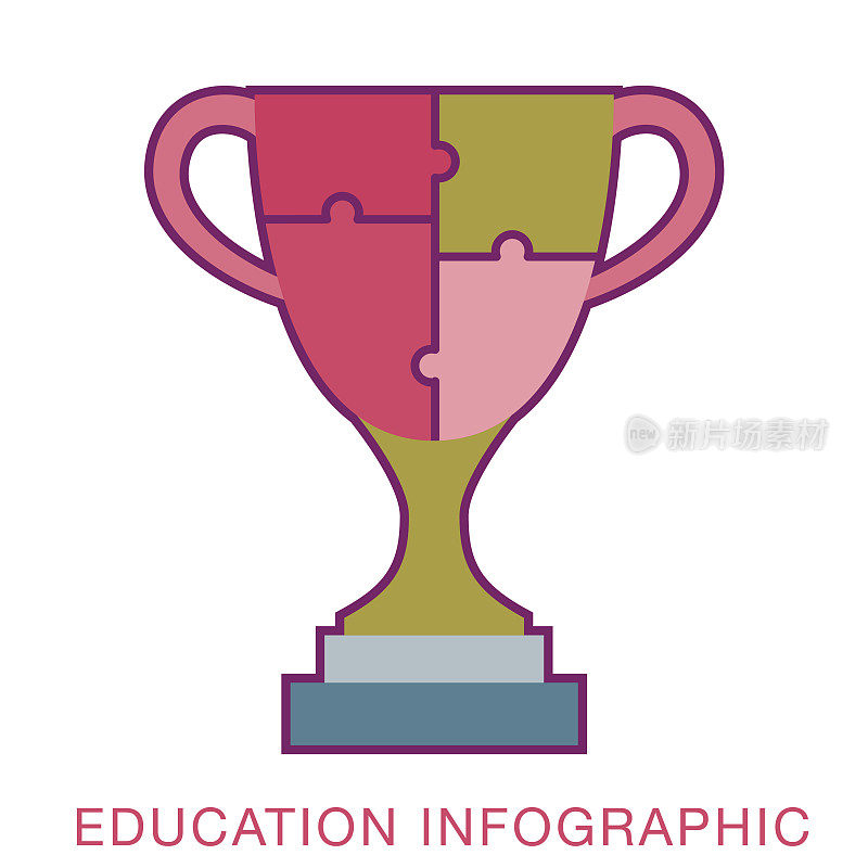 益智奖杯教育信息图与文本和图标