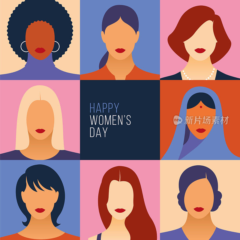 妇女赋权运动模式。国际妇女节图形矢量。