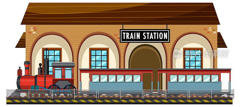 火车站场景与蒸汽机车
