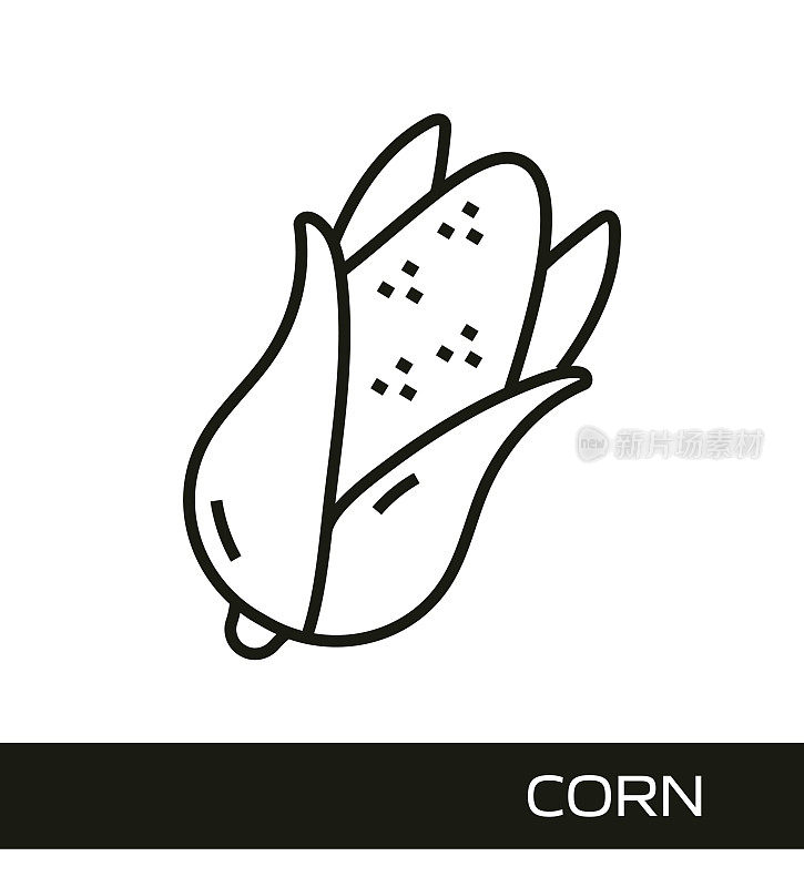 农业和农业线图标概念。玉米线图标设计。