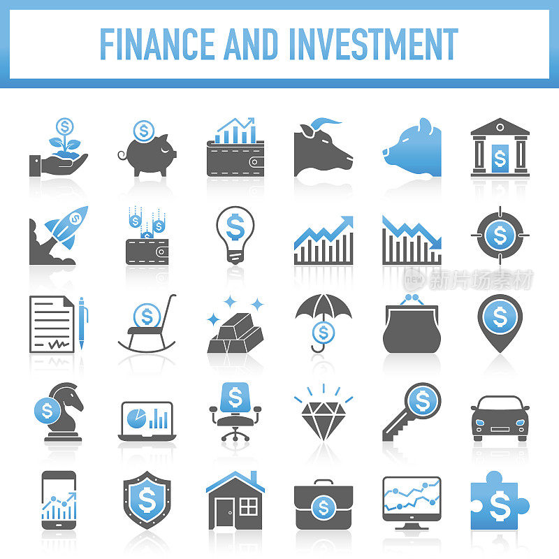 现代环球金融和投资图标收藏