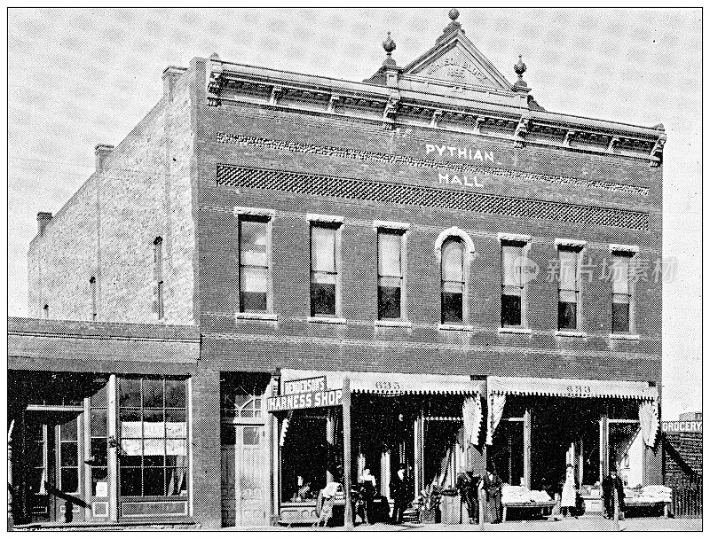 1898年，来自堪萨斯州劳伦斯的古董照片:毕西安大厅