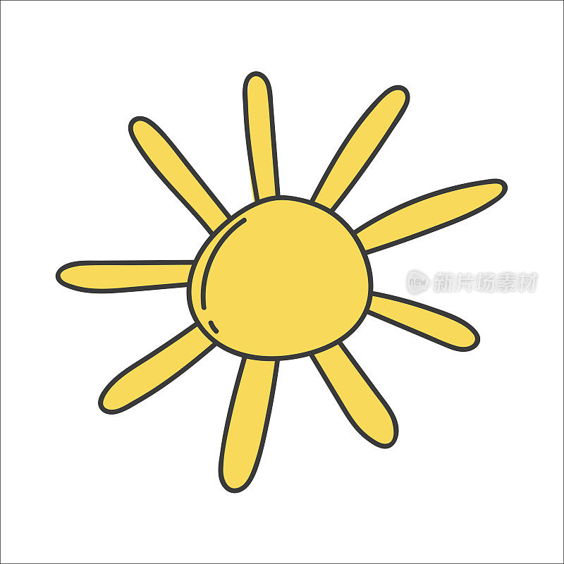 太阳图标。漫画插图的太阳矢量图标的网页设计