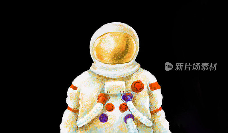 航天员性格航天服艺术素描插图绘画风格