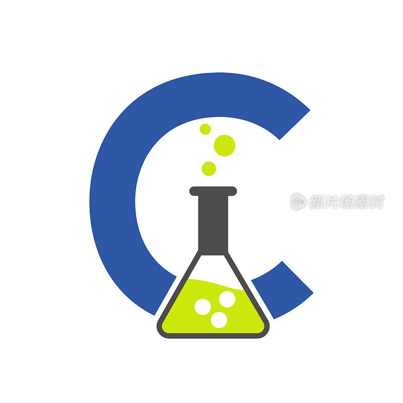 字母C实验室标志概念科学，保健，医疗，实验室，化学和自然符号