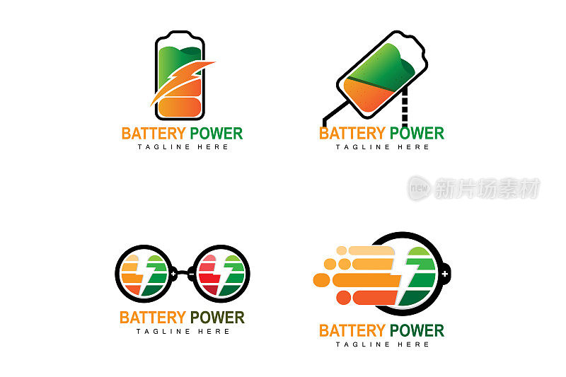 电池标志设计，技术充电说明，公司品牌矢量