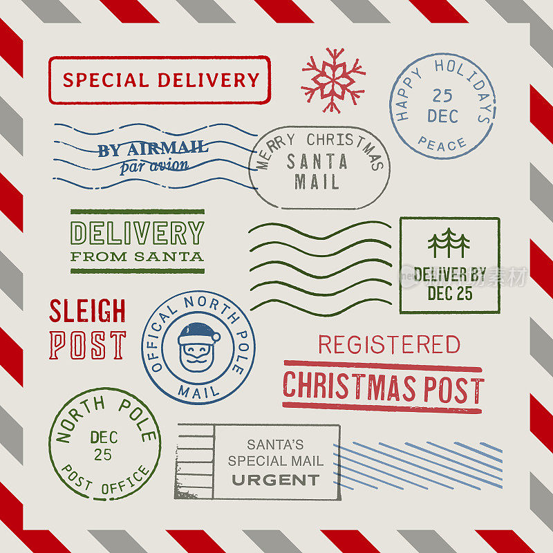 圣诞节庆邮戳及邮票