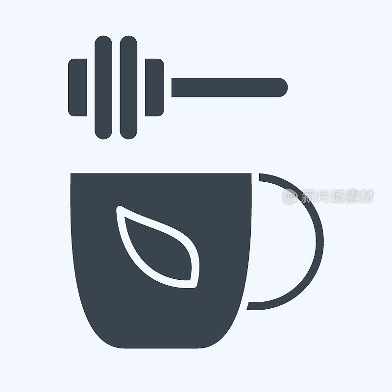 Icon蜂蜜茶。与茶有关的符号。字形风格。简单的设计可编辑。简单的说明。绿茶
