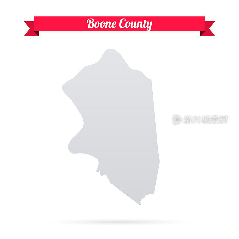 布恩县，肯塔基州。白底红旗地图
