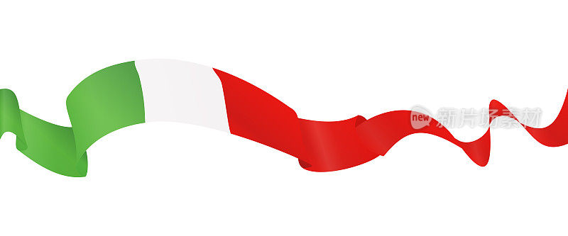 意大利的旗帜-矢量挥舞丝带旗帜。隔离在白色背景上