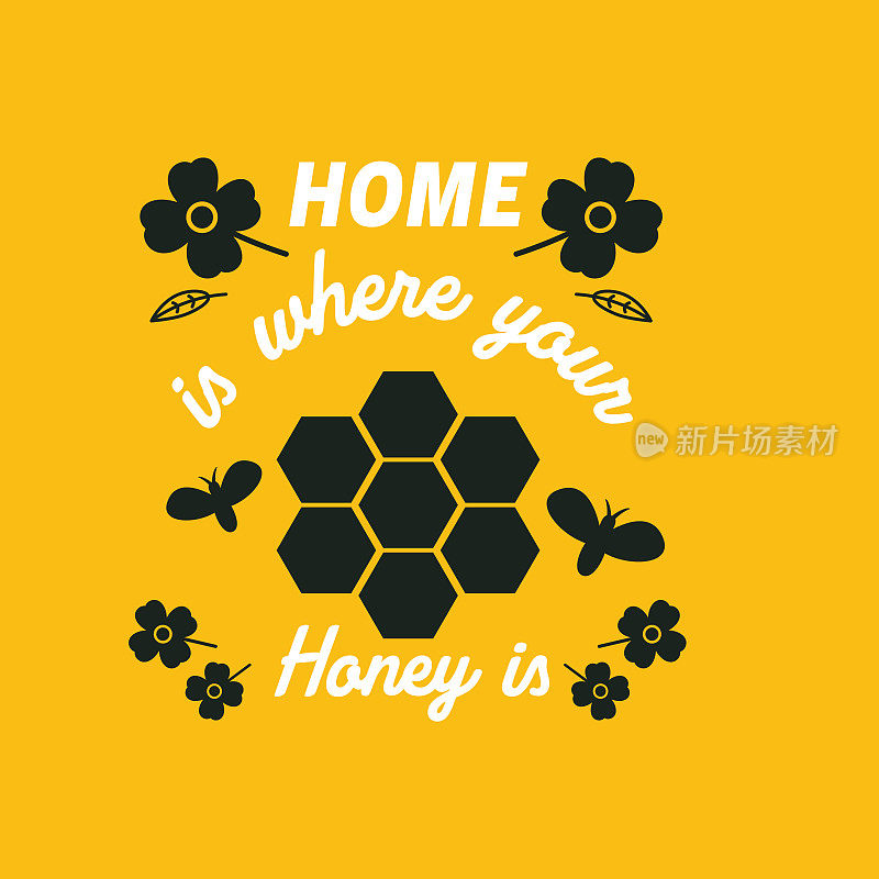 蜜蜂徽章风格标签在黑色和黄色