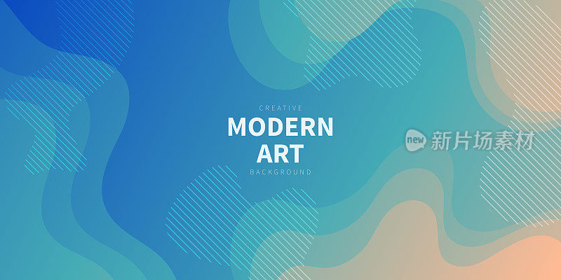 流体抽象设计与蓝色梯度-时髦的背景