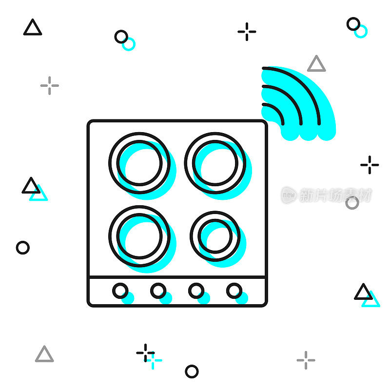 聪明的炉灶面。白色背景上的线图标