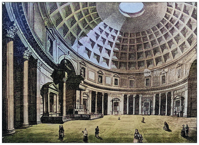 世界地标的古色古香照片(大约1894年):罗马万神殿