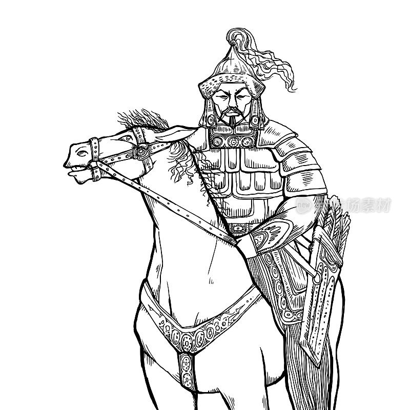 汗蒙古人在马背上游牧