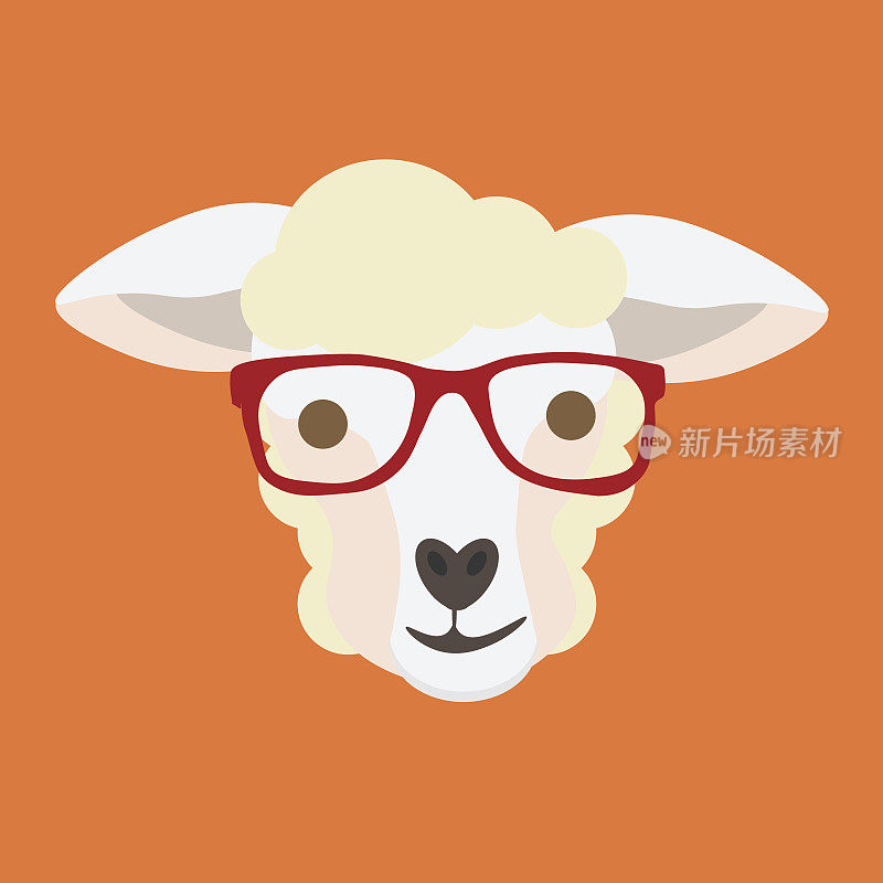 羊脸，戴时髦眼镜
