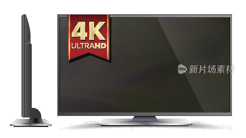 4k电视矢量屏幕。超高清分辨率格式。现代液晶数字宽电视等离子概念。孤立的插图