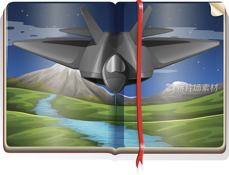 书带着喷气式飞机飞过田野
