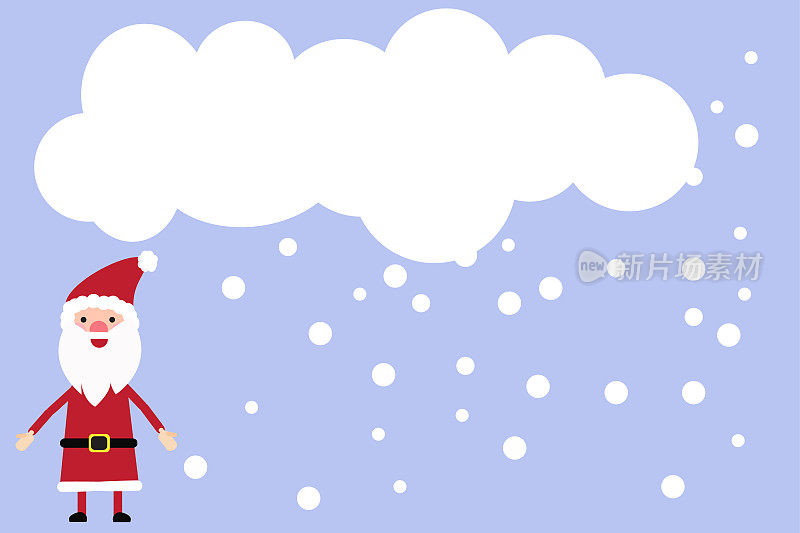 圣诞快乐，恭贺新禧。圣诞老人在多雪的冬天的插图。