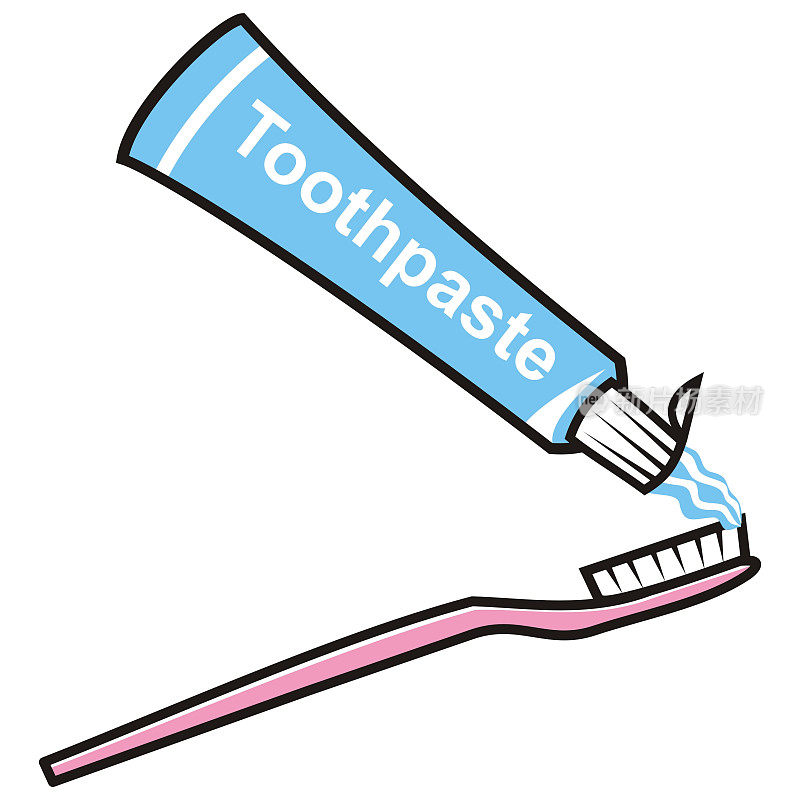 牙科卫生，牙膏和牙刷，矢量插图