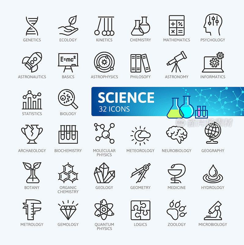 科学-最小轮廓图标收集