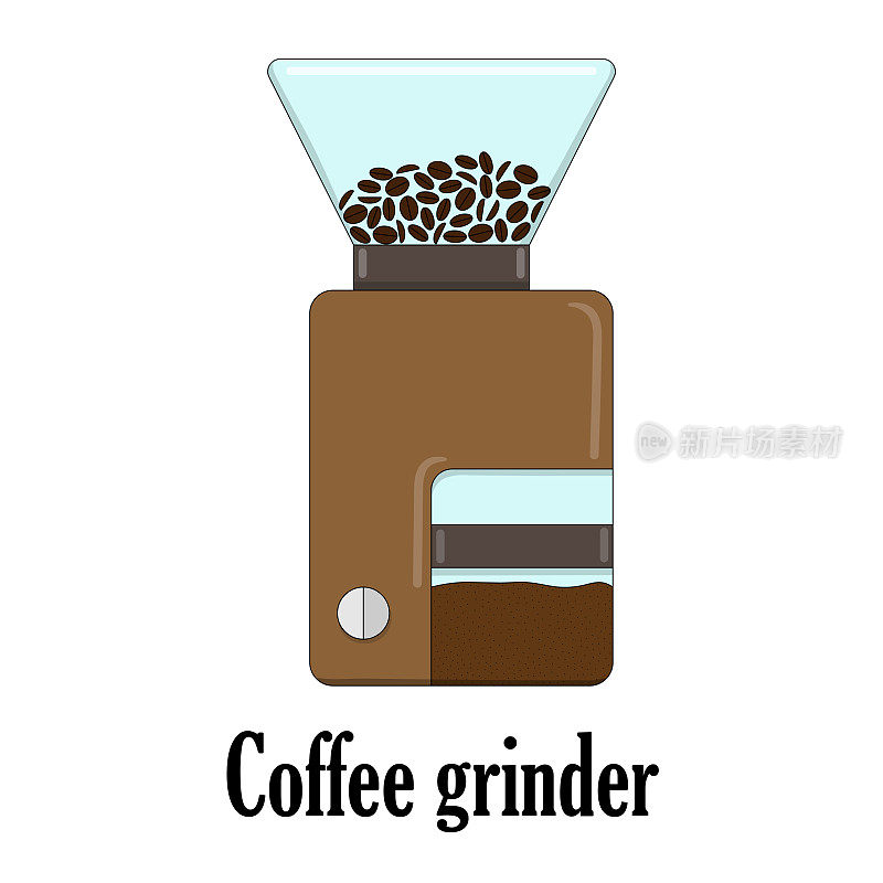 咖啡研磨机的彩色矢量图。