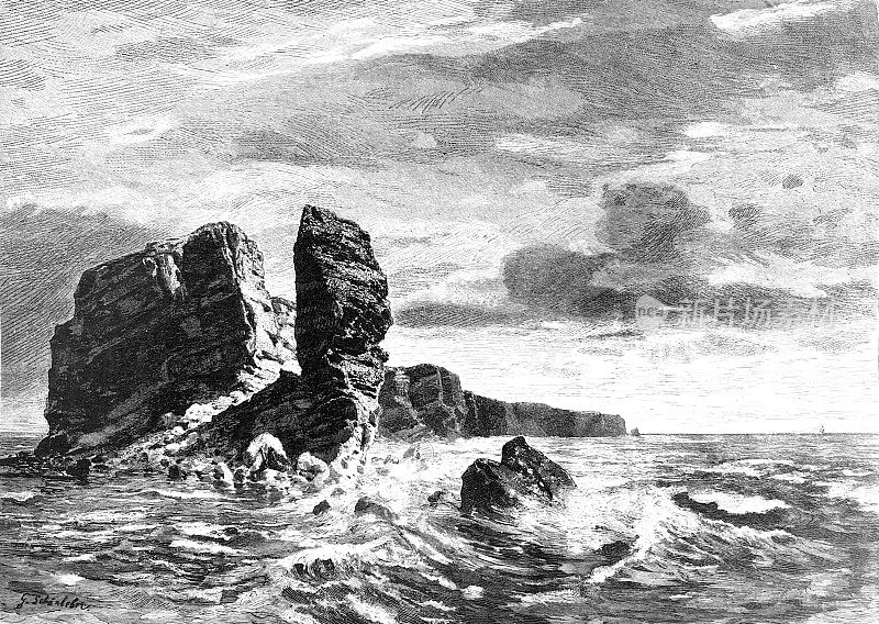 黑尔戈兰岛-在岩壁上冲浪，北侧