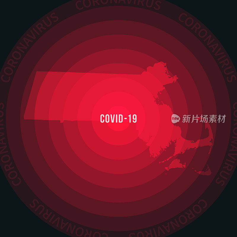 马萨诸塞州的COVID-19传播地图。冠状病毒爆发