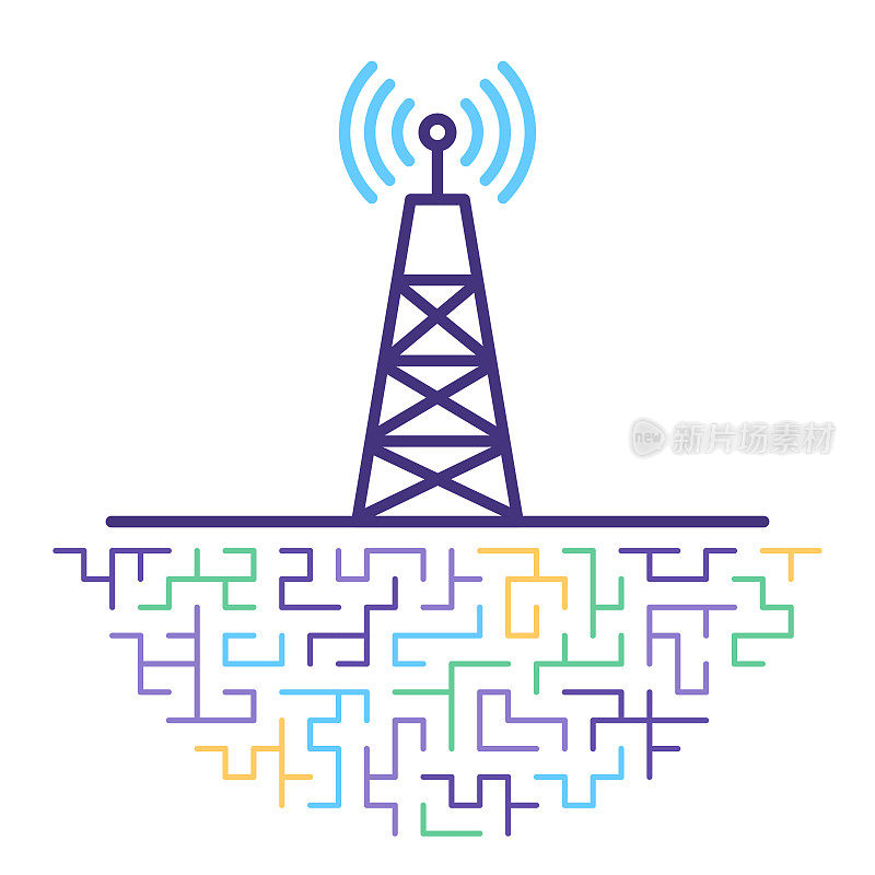 5G网络技术线图标插图