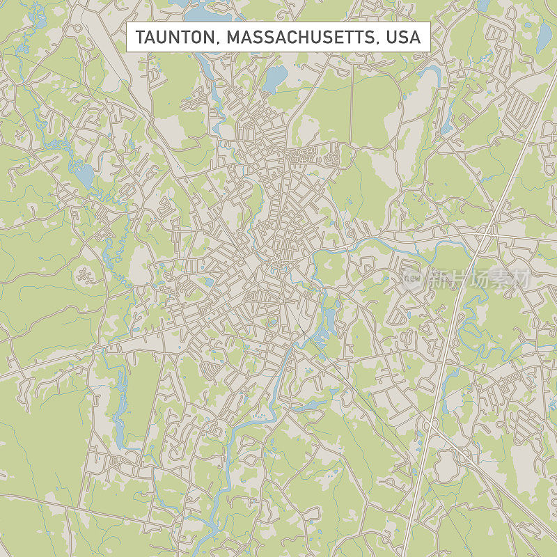美国马萨诸塞州汤顿市街道地图