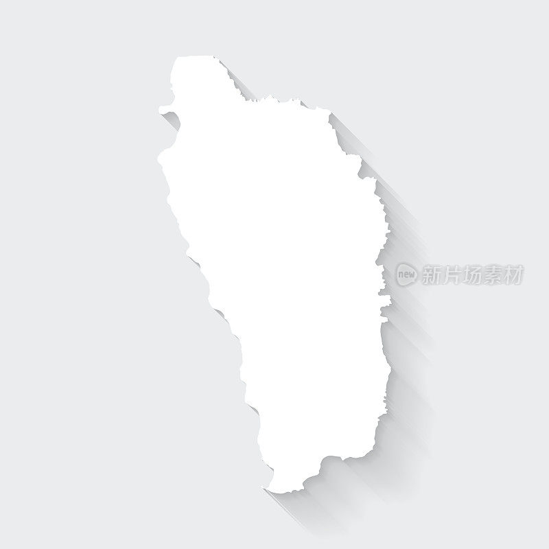 多米尼加地图与长阴影空白背景-平面设计