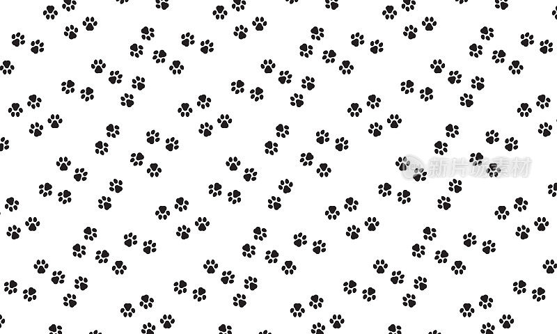 狗足迹壁纸。爪印。矢量在孤立的白色背景。每股收益10