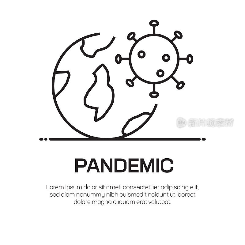 流行病矢量线图标-简单的细线图标，优质设计元素