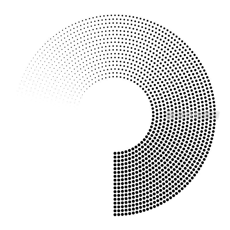 圆点的圆形图案与实心颜色相差270度。许多轨道。