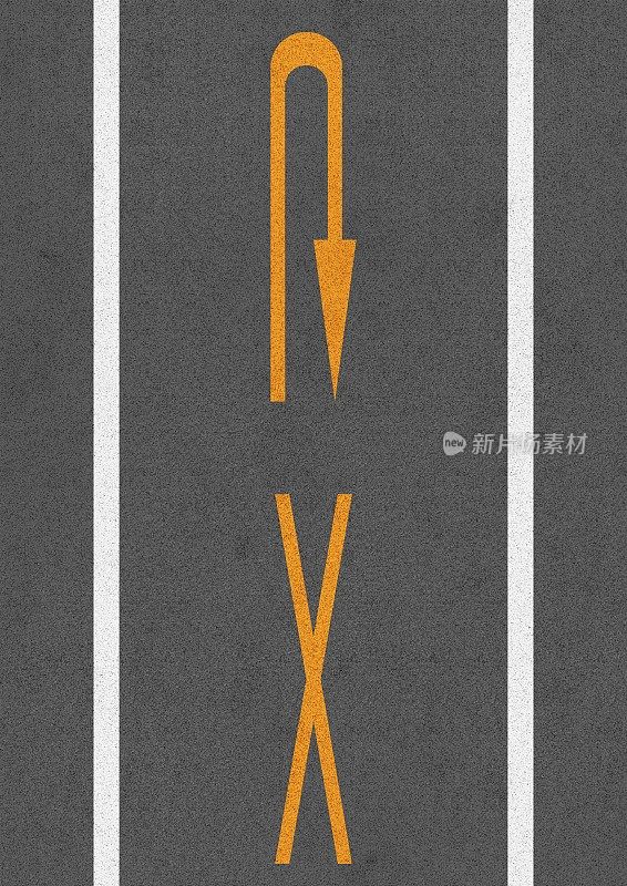 道路上有禁止掉头标志的插图