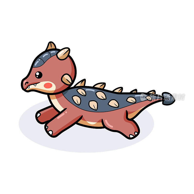 可爱的小甲龙恐龙卡通奔跑