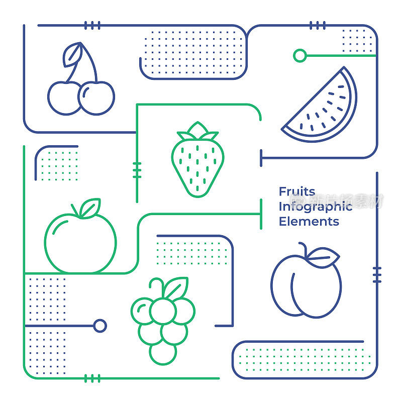 新鲜水果矢量线插图信息图形设计模板
