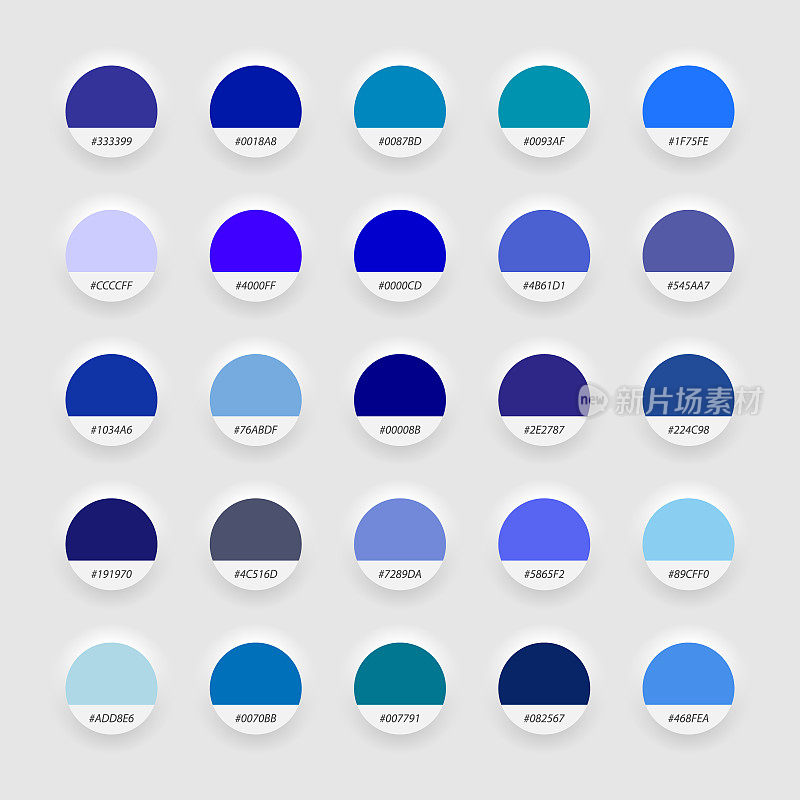 蓝色色块调色板的色调。新生变形样式
